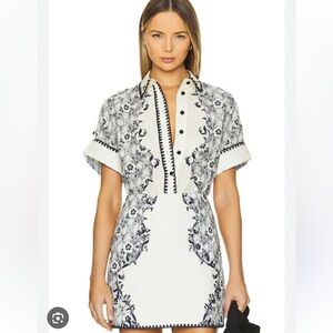 Alemais navy cream embroidered airlie shirt and skirt set